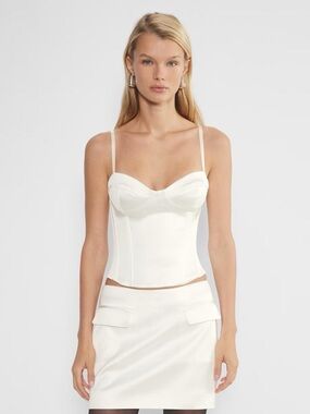 Aritzia Wilfred Ivory Satin Bustier Crop Top
